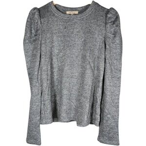 Les Serein Metallic Silvery Grey Puff Sleeve‎ Crewneck Sweater M NWT